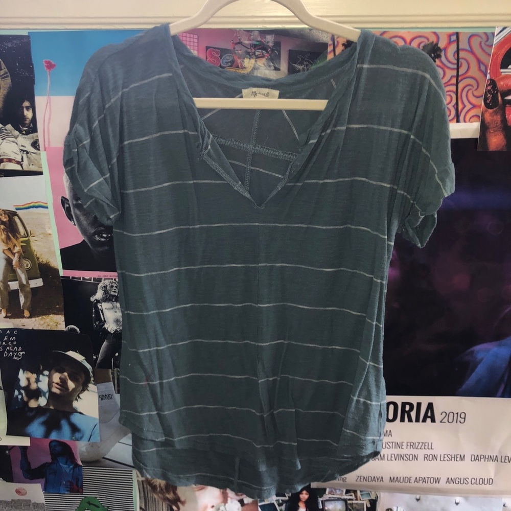Green and white Madewell top